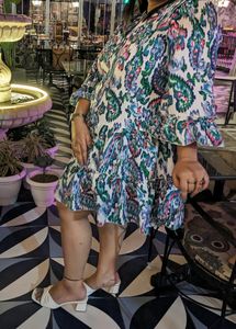 Paisley Print Ruffle Mini Dress