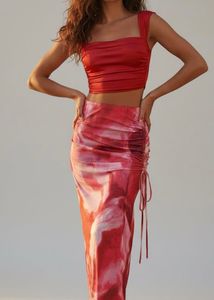 Red Top &amp; Marble Skirt Set