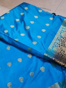 Elegant Blue &amp; Gold Saree