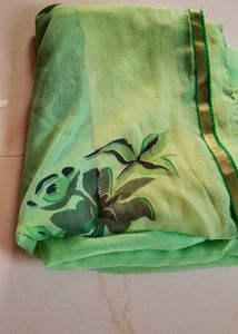 Green Printed Saree