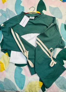 Side Striped Sweatshirt &amp; Solid Cropped Cami Top