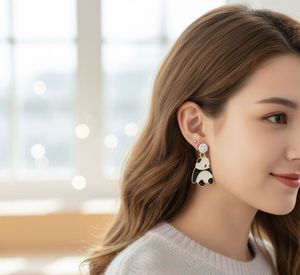 Panda Drop Earrings