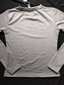 Stylish Gray Long Sleeve Top