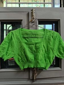 Green Knit Crop Top