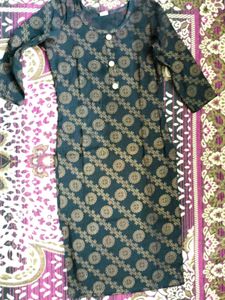 Black And Golden Printed Kurta