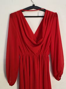 Red Flowy Midi Dress