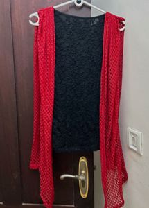 Red Black Stylish Lace Top