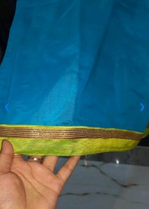Sky Blue &amp; NEON Green Silk Salwar Suit Set