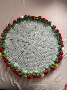 Red Crocheted Tablecloth