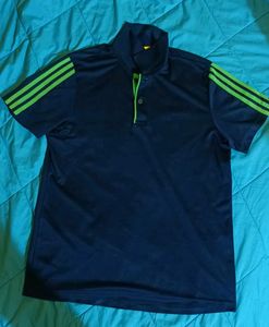 Adidas Navy &amp; Neon Green Athletic Polo