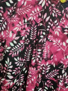 pink Leaf Print Sleeveless Top
