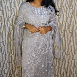 Grey Embroidered Salwar Kameez