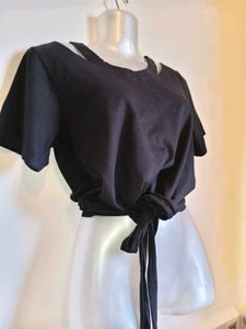 🎁Buy 1, Get 1 Free🎁,Tie Front Black Top