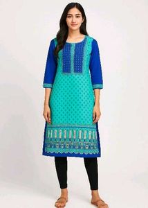 Blue &amp; Teal Printed Kurti