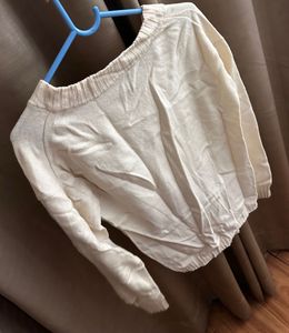 Cream V-Neck Knit Sweater