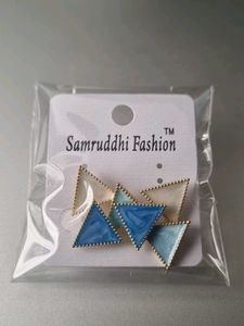 Triangle Blue Stud Earrings