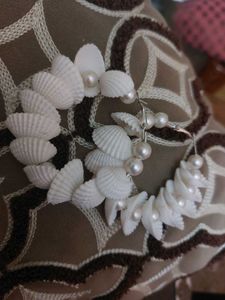 Shell &amp; Pearl Hoop Earrings