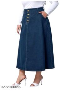 Vintage Button-Front Denim Midi Skirt