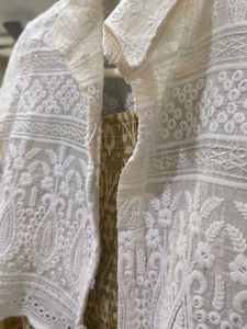 Floral Print Sundress with chikankari overcoat