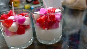 One Glass Heart Candle Handmade