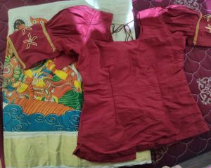 Kerala Kasavu Skirt &amp; Blouse
