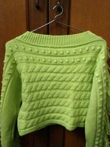 Green Fringe Knit Sweater
