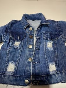 Blue Ribbed Denim Jacket For Girls N Boys Both