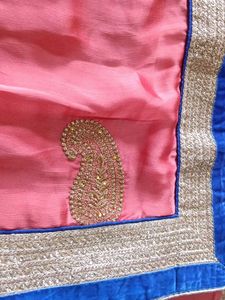 Peach Embroidered Saree