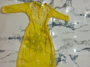 Yellow Embroidered Kurta