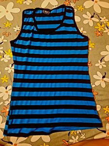 Blue & Black Striped Tank Top