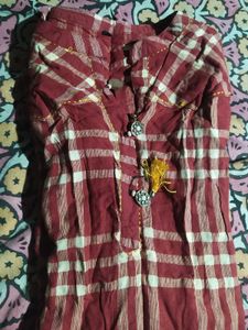 Red Plaid Kurti Tunic