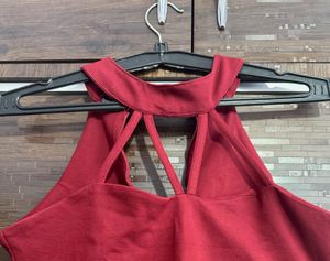 Burgundy Halter Mini Dress