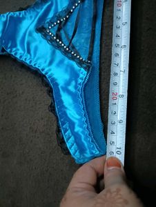Teal Lace Trim Thong 26