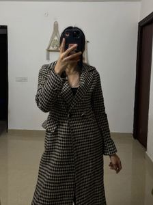 HOUNDSTOOTH LONG LINE Single Breasted Overcoat