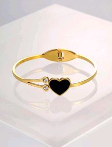 Gold Heart Bangle Bracelet