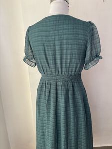 Green Checkered Midi Dress