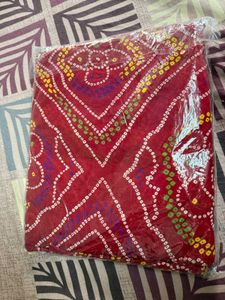 Red Bandhani Print Saree