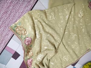 Embroidered Thread Work Saree.