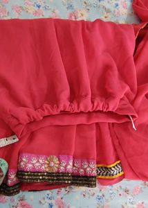 Stunning Pink Saree With Blouse (4-5year)