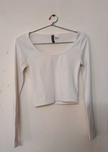 H&amp;m White Long Sleeve Top