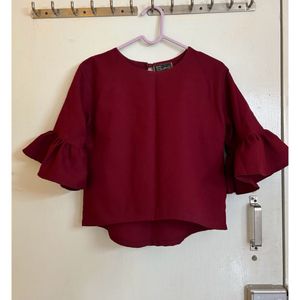 Red Top With Bell Sleves