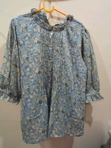 floral light sky blue colour top