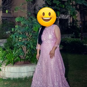 A Very Beautiful Lavender Colour Gown With Dupatta