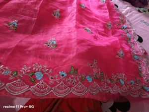 Pink Sequence Embroidered Saree