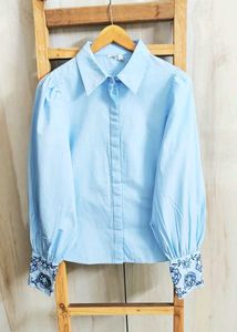 Embroidered sleeve Button-Down Top Size-38-40