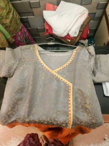 Elegant Orange &amp; Grey party gown