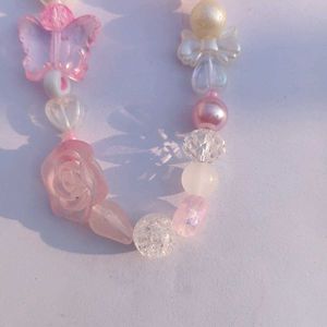 Pink Beaded Phone Charm