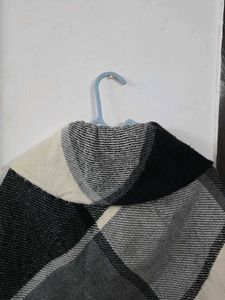 Cozy Plaid Poncho with Fringe