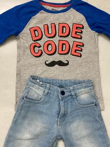 MAX Blue Full Sleeves T Shirt And Denim