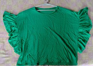 Green Ruffle Sleeve Top